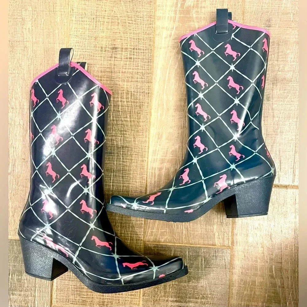 Bit & Bridle Cowgirl Rain Boots NWT